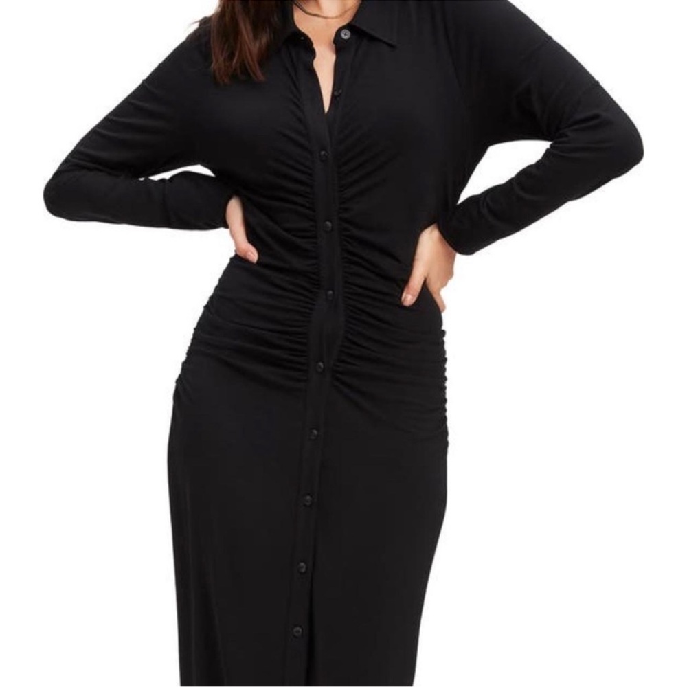 GOOD AMERICAN Black Button-Down Midi Dress - Picture 3 of 11